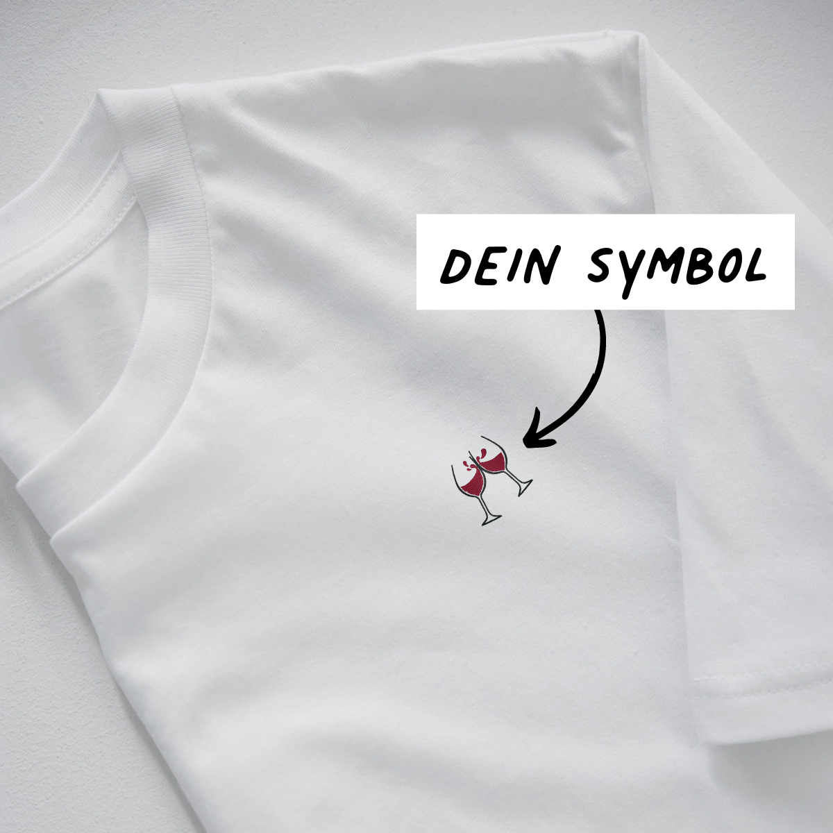 Besticktes T-Shirt Weiß mit Symbol, personalisiert, personalisierbar, Geburtstagsgeschenk, Geschenk Männer, Geschenk Freund, Geschenk Bruder, Geschenk Frauen, Geschenk Freundin, Geschenk Schwester, Witzige Geschenke, Romantische Geschenke, Hochzeitsgeschenk, Kleine Geschenke, Geschenk, Geschenkidee