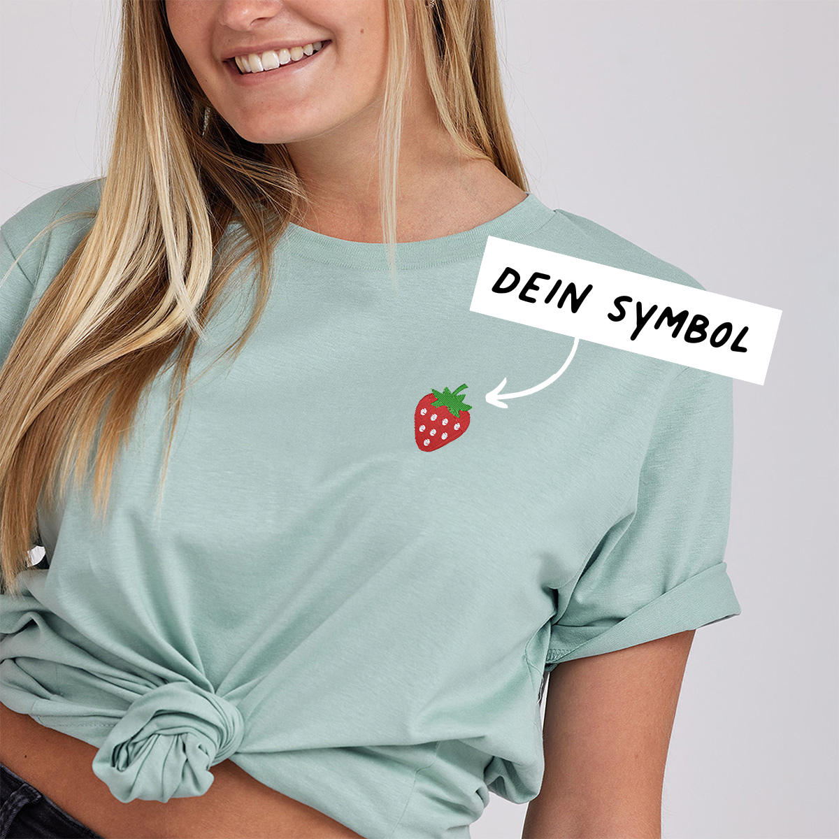 Besticktes T-Shirt Mint mit Symbol, personalisiert, personalisierbar, Geburtstagsgeschenk, Geschenk Männer, Geschenk Freund, Geschenk Bruder, Geschenk Frauen, Geschenk Freundin, Geschenk Schwester, Witzige Geschenke, Romantische Geschenke, Hochzeitsgeschenk, Kleine Geschenke, Geschenk, Geschenkidee