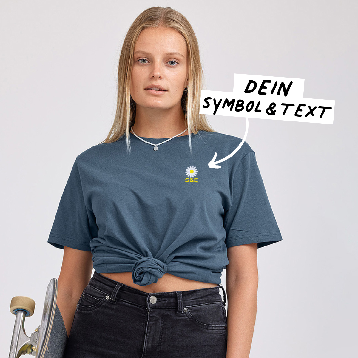 Besticktes T-Shirt Dunkelblau mit Text und Symbol, personalisiert, personalisierbar, Geburtstagsgeschenk, Geschenk Männer, Geschenk Freund, Geschenk Bruder, Geschenk Frauen, Geschenk Freundin, Geschenk Schwester, Witzige Geschenke, Romantische Geschenke, Hochzeitsgeschenk, Kleine Geschenke, Geschenk, Geschenkidee