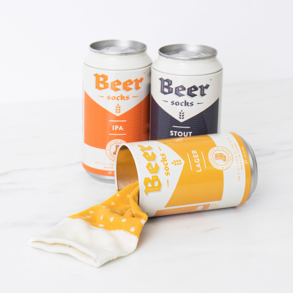 Bier Socken - Lager (Gelb), Weihnachtsgeschenk, Wichtelgeschenk, Geschenk für Männer, Geschenk für Freund, Geschenk für Bruder, Geschenk für Papa, Kleine Geschenke