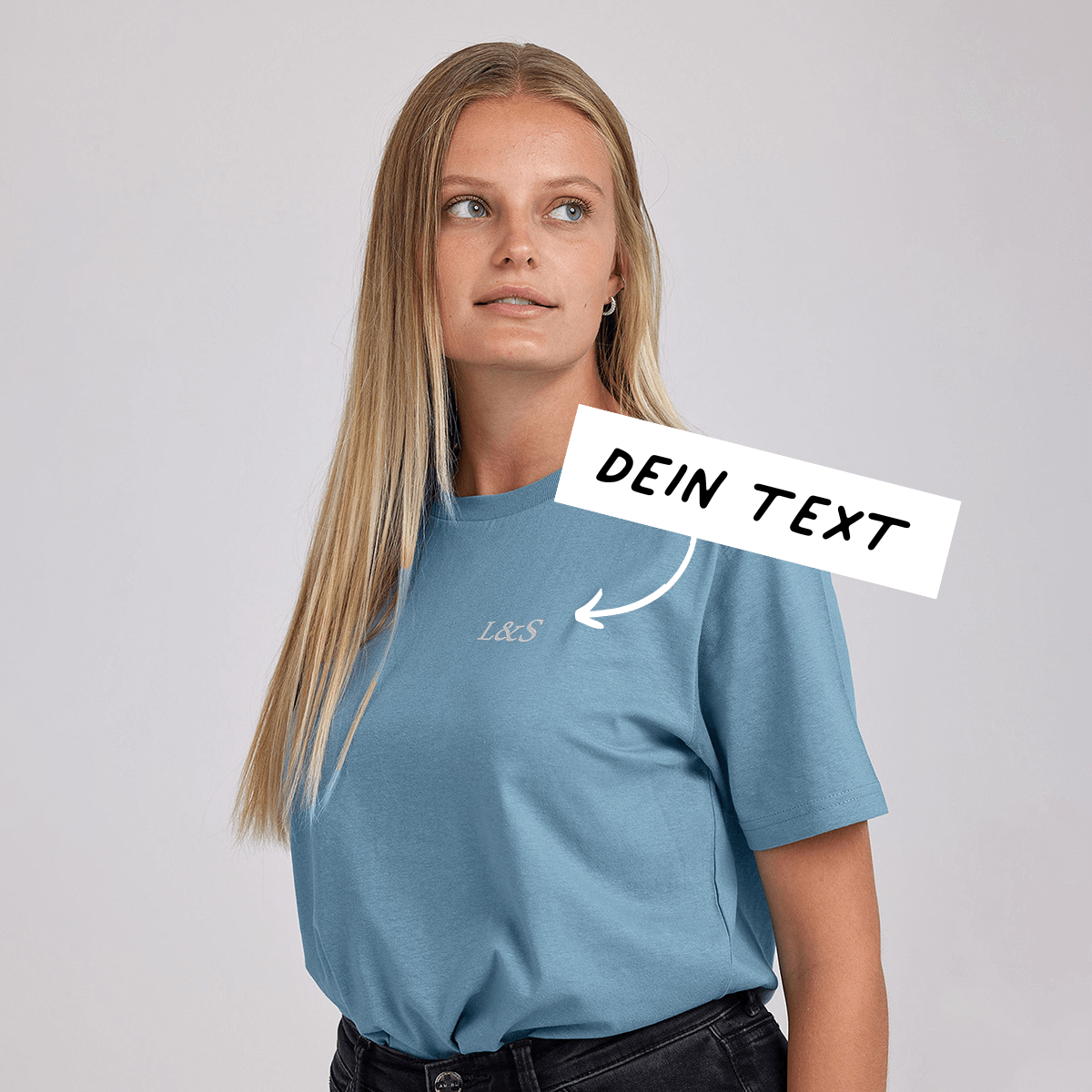 Besticktes T-Shirt Hellblau mit Text, personalisiert, personalisierbar, Geburtstagsgeschenk, Geschenk Männer, Geschenk Freund, Geschenk Bruder, Geschenk Frauen, Geschenk Freundin, Geschenk Schwester, Witzige Geschenke, Romantische Geschenke, Hochzeitsgeschenk, Kleine Geschenke, Geschenk, Geschenkidee