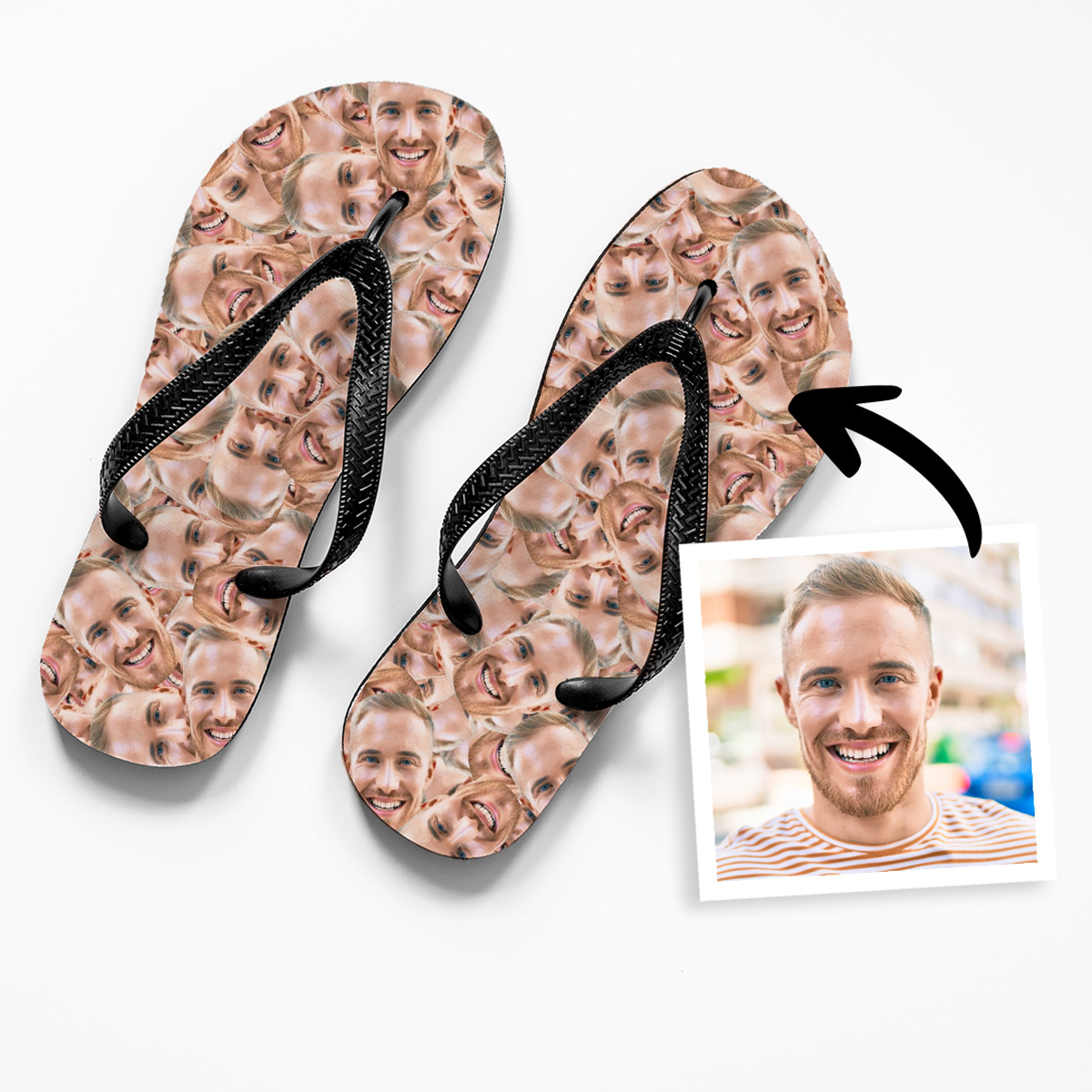 Personalisierbare Flip-Flops mit Gesicht, Geschenk für Männer, Geschenk für Freund, Geschenk für Bruder