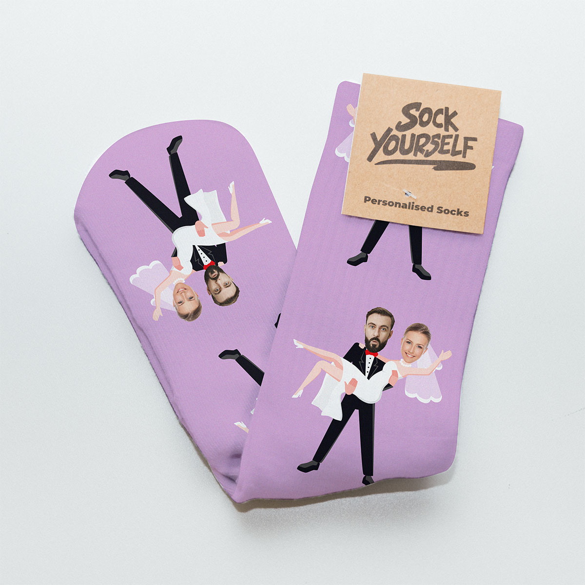 Personalisierbare Socken zur Hochzeit mit 2 Gesichtern, Witzige Geschenke, Kleine Geschenke, Geschenk, Geschenkidee