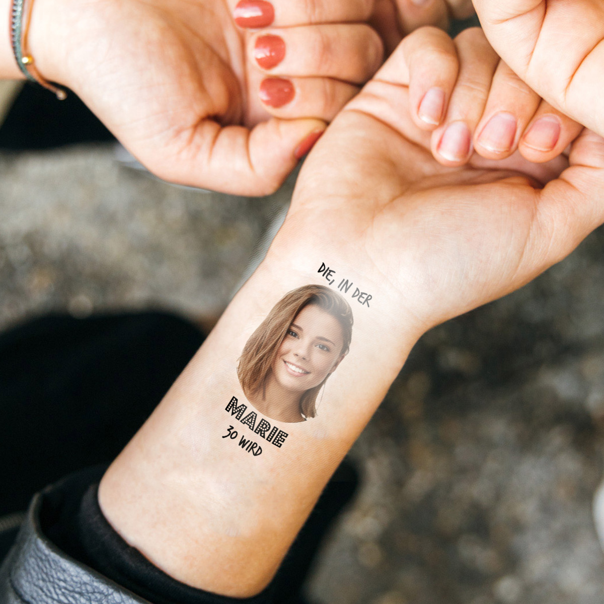 Personalisierbare Tattoos 4er Set mit Gesicht und Text, Fotogeschenk, Geschenk für Männer, Geschenk für Freund, Geschenk für Bruder, Romantische Geschenke, Hochzeitsgeschenk